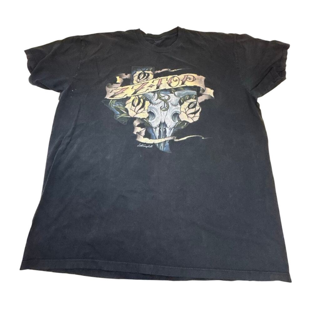 Vintage 2007 ZZ Top Band Graphic T-Shirt Tower Top Tour 2XL Rock Concert Tee